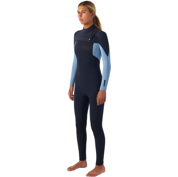 2025 O'Neill Femmes Hyperfreak 4/3+mm Chest Zip Combinaison Néoprène 5349 - Black / Faded Denim